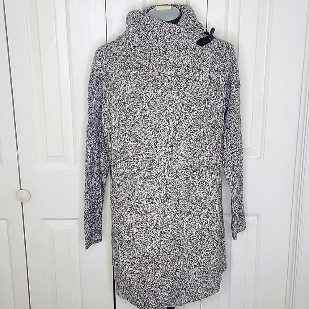RD Style Daksha Cable Knit Cardigan wrap Style Sweater Gray Size SP